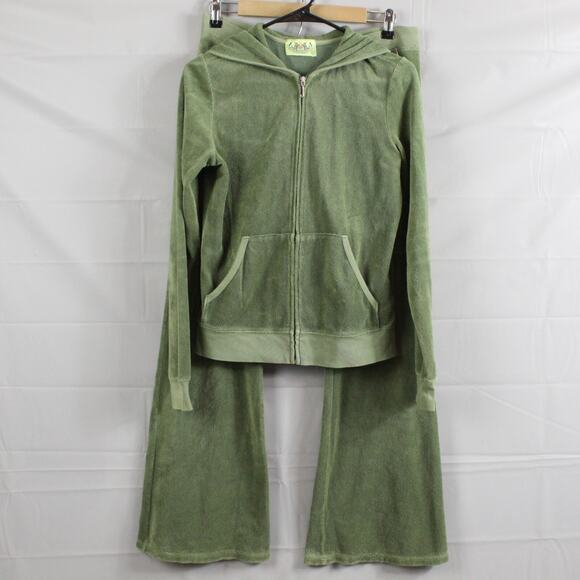 Juicy Couture Pants - Vintage Y2K Juicy Couture M L Terry Cloth Tracksuit Flare Green Cargo Pocket